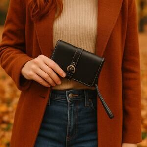 Coach Buttery Soft Black Bi-Fold Wallet Silver Hardware